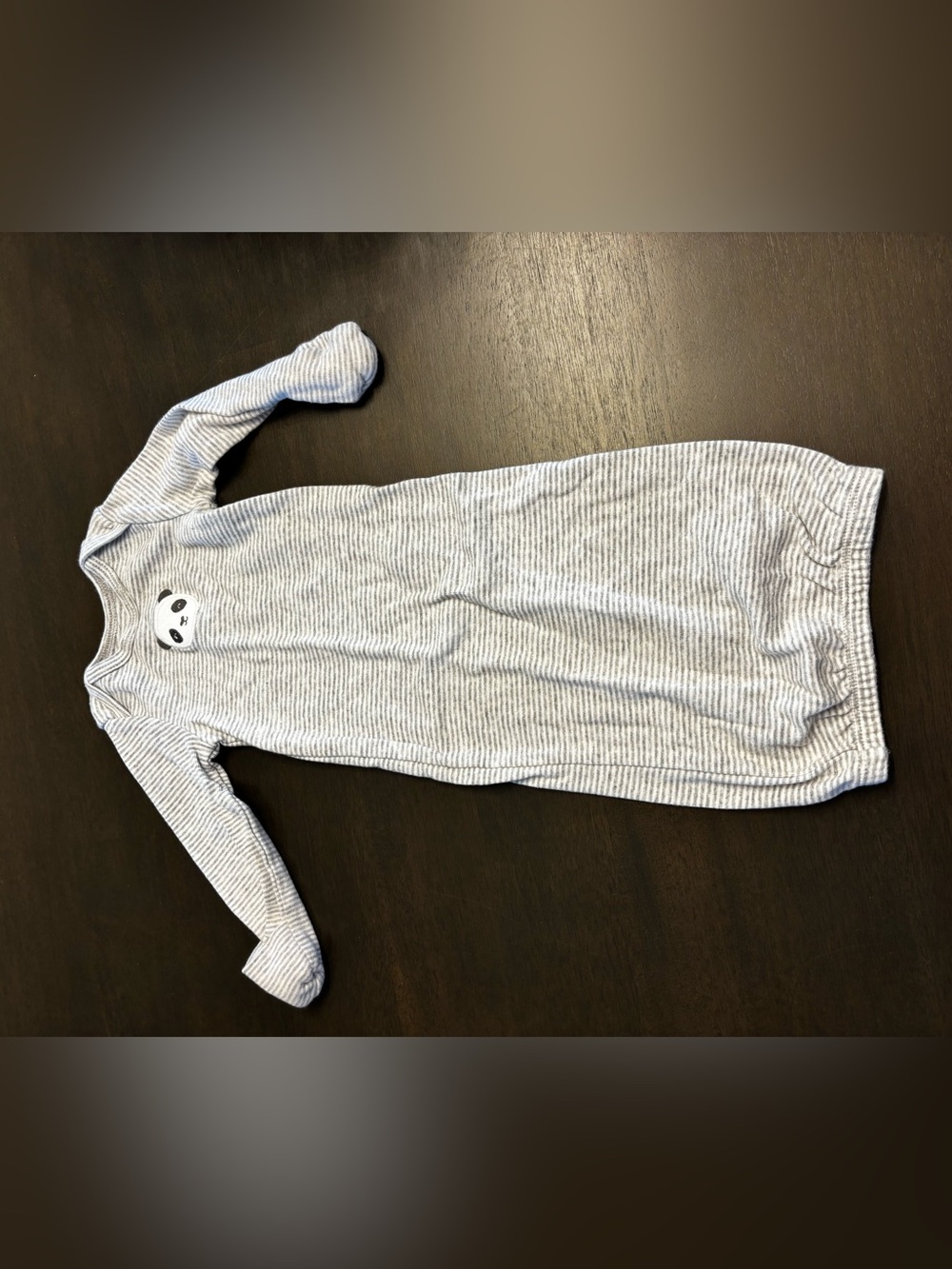 Striped Baby Gown - Light Gray & White